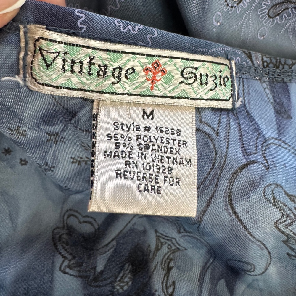 Vintage Suzie Y2K Tie Dye Paisley Sweetheart Neck Top Fairy GrungeW Whimsigoth - Picture 3 of 7